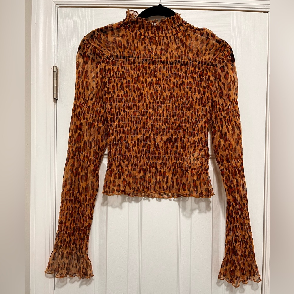 NWT FREE PEOPLE mesh leopard print top 🐆
